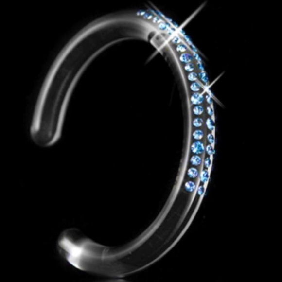 Acrylic Cuff Bracelet Embellished With Blue Genuine Crystal Stone Elements - Picture 7 of 8